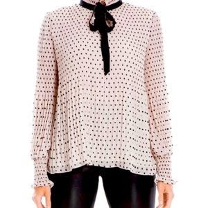 Max Studio Blush Pink Polka Dot Blouse Ribbon Necktie